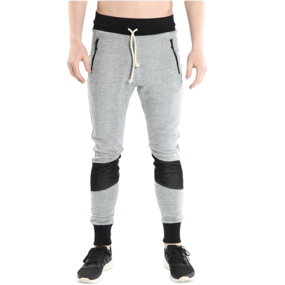 JOHN ELLIOTT Gray Black Zipper Moto Joggers Sweatpants